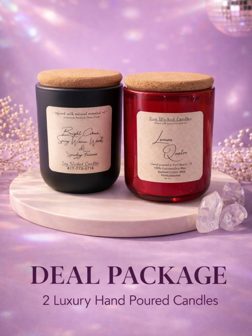 Luxury Hand Poured 100% Soy Candles| Clean Non-Toxic | Citrus & Warm Woods
